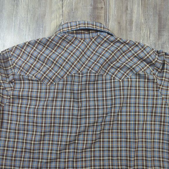 Vintage Levis Button Shirt Men's Large Plaid Pearl Snap Western Retro Blue Tag - Picture 13 of 13